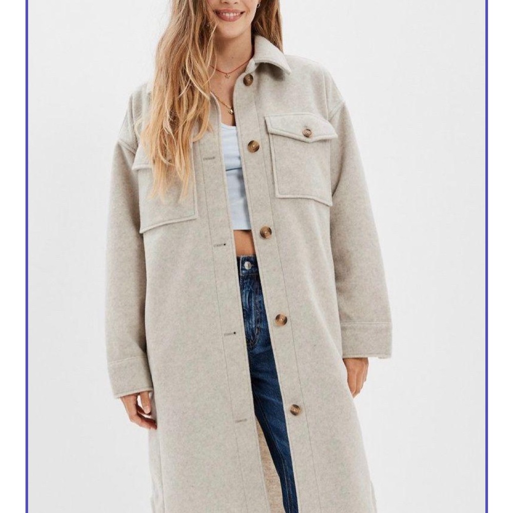 Women's Beige Longline Coat